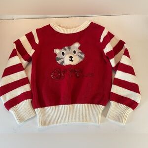 Vintage Gymboree Tiger Love Club Red Striped Cat Sweater Grrr… Girls size 5